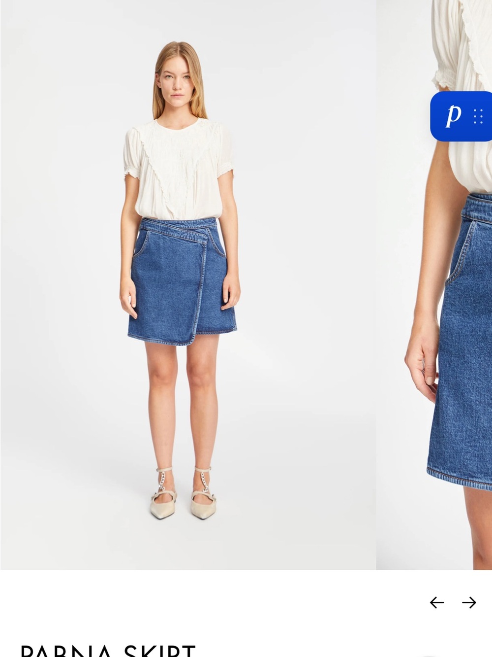 Classic Dark Denim Mini Skirt with Faux Wrap Front